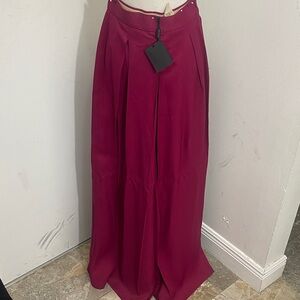 Massimo Dutti Elegant Burgundy Plaza pants, wide leg